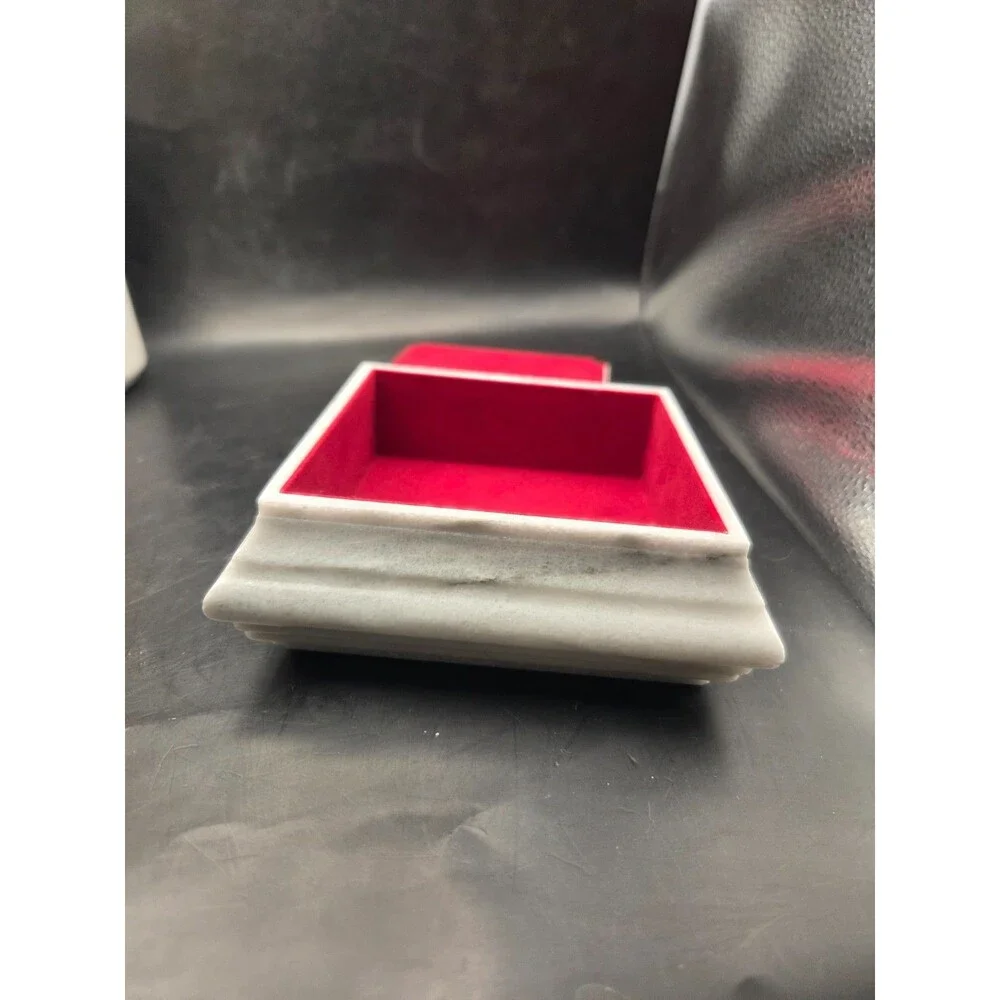 Vintage Marble Trinket Box Lid White Beautiful Woman Portrait Stone Jewelry Box